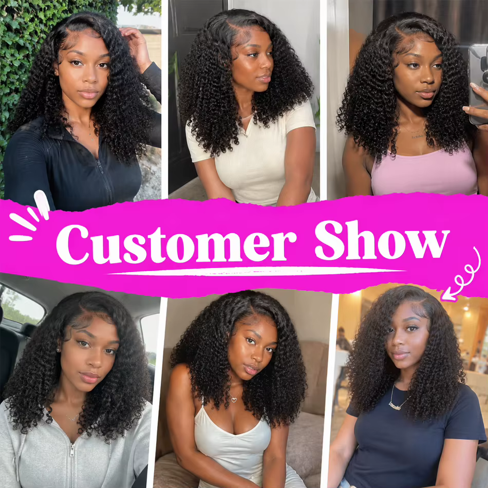Perruques Courtes Bob Bouclées Effet Mouillé 13x4 Lace Front Cheveux Humains Brésiliens Deep Wave 13x6 Full HD