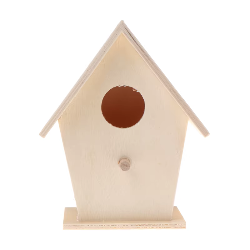 Nichoir à oiseaux en bois pour l'extérieur, à peindre, nid fait à main avec perchoir