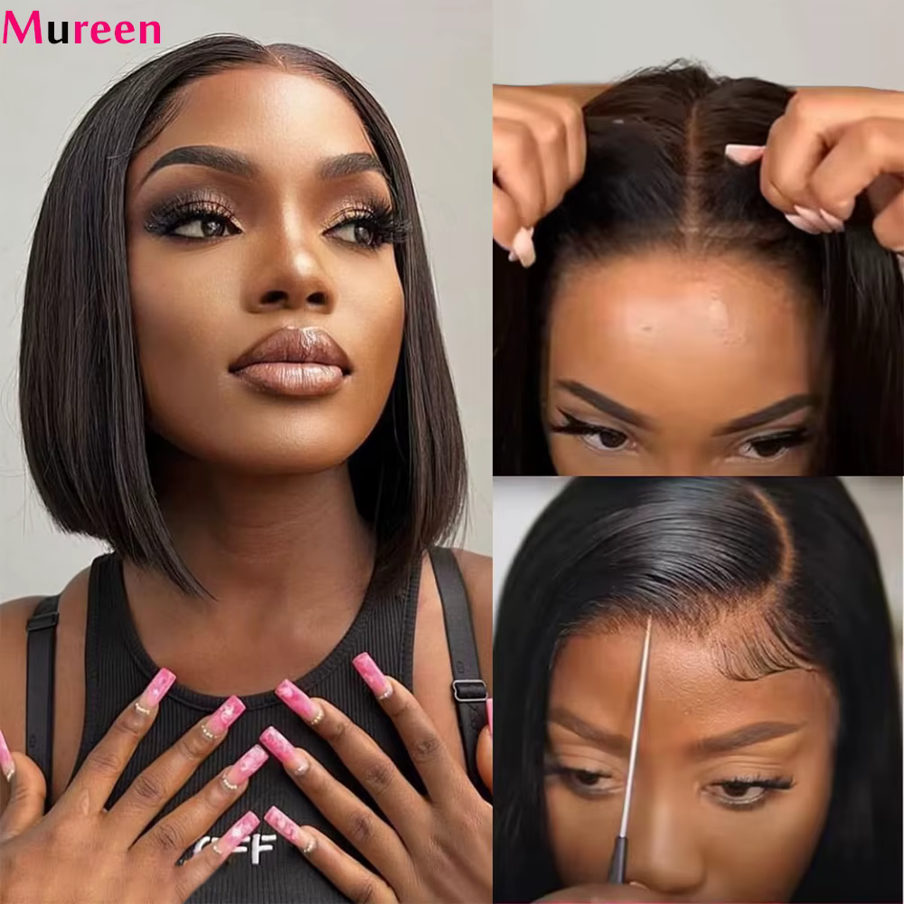 Perruque Bob sans colle Mureen Straight Wear And Go pour femmes