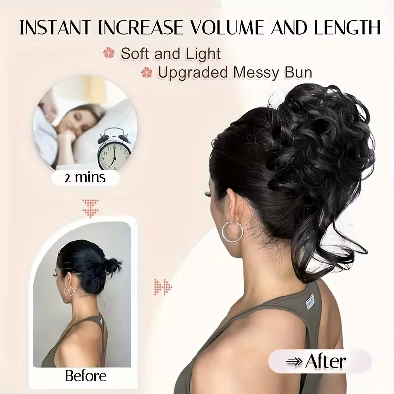 Chignon synthétique bouclé pour femme – Perruque rapide