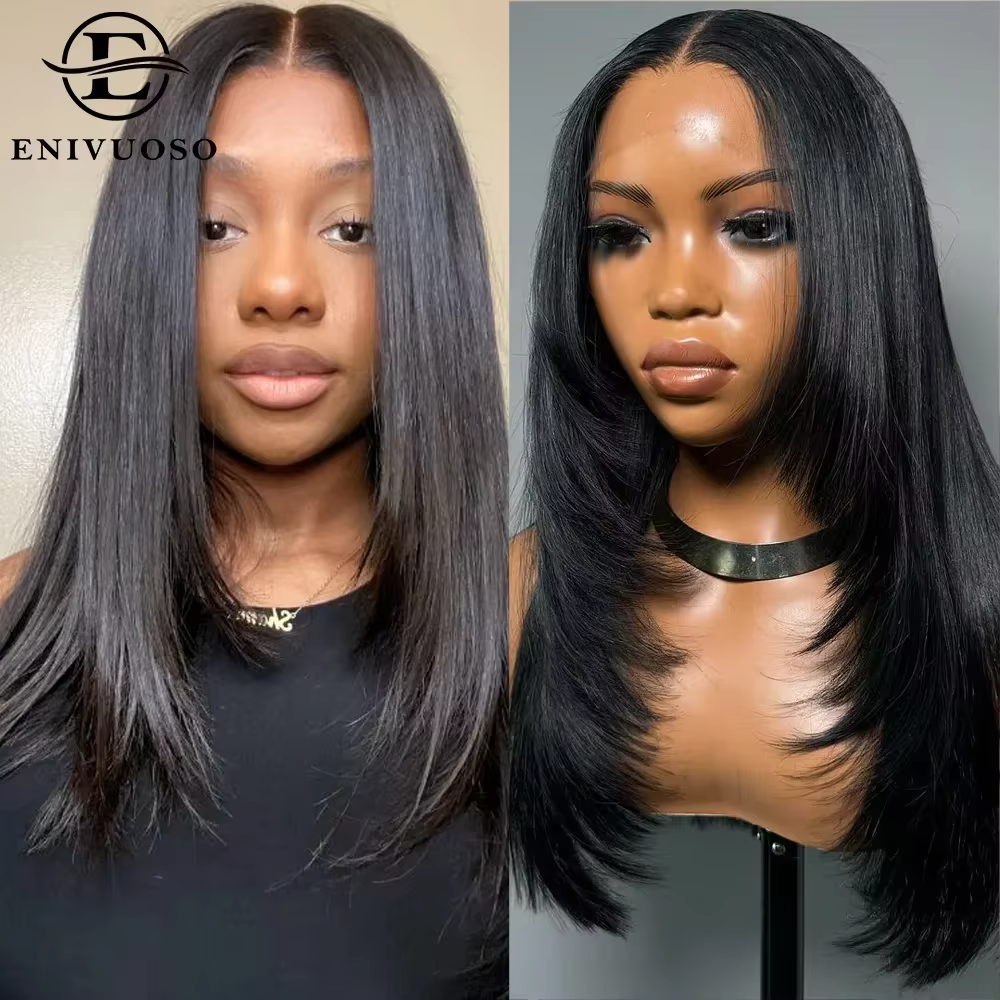 Perruque Lace Front Wig synthétique lisse et coupe superposée