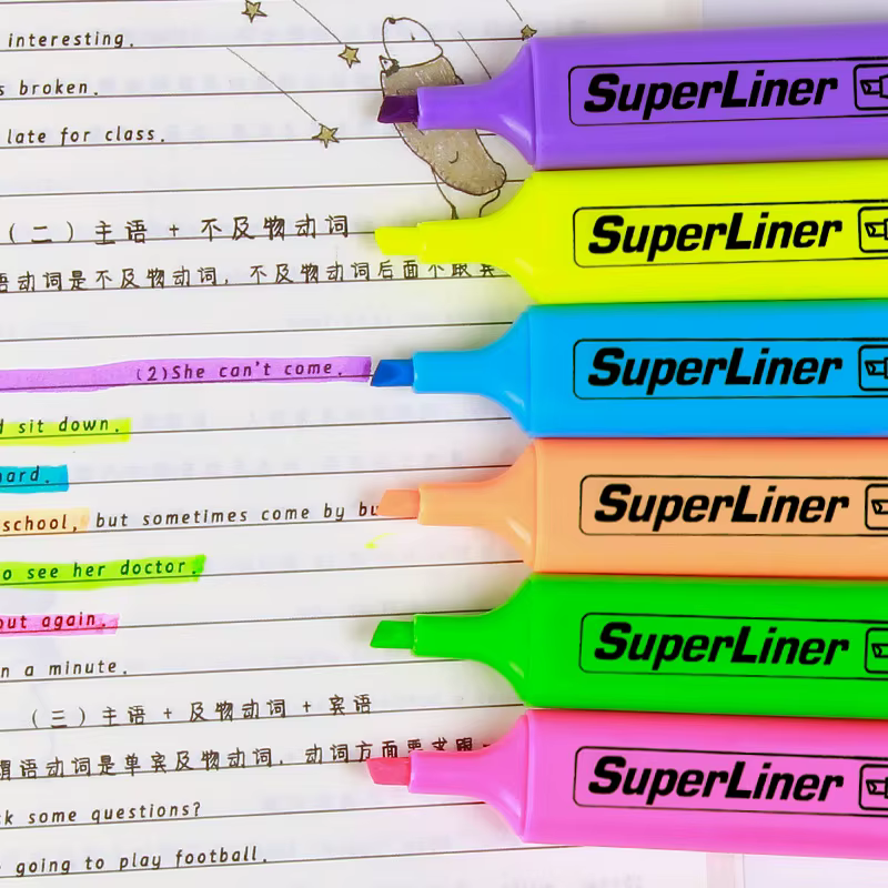 Stylo Fluorescent surligneur à pointe large, marqueurs d'écriture pour dessin artistique, marquage de gribouillage, papeterie de bureau, fournitures scolaires, 4/6 pièces
