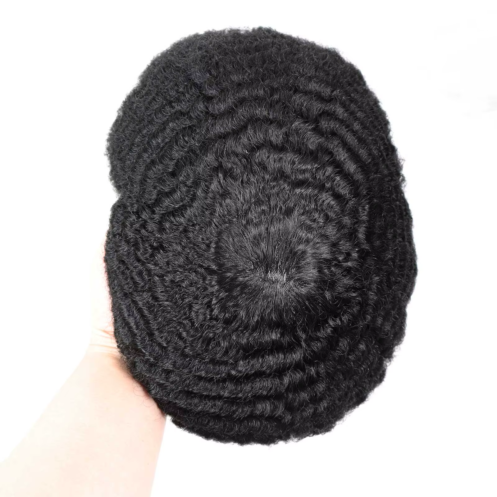 Afro toupet pour hommes peau mince système de remplacement de cheveux humains