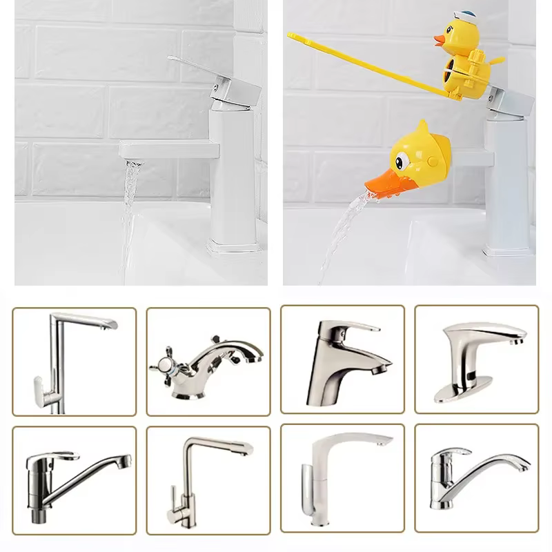 Dispositif pratique de cuisine en forme de canard de dessin animé, pour bébé, extension de robinet pour enfants, lavage des mains dans l'évier de la salle de bain