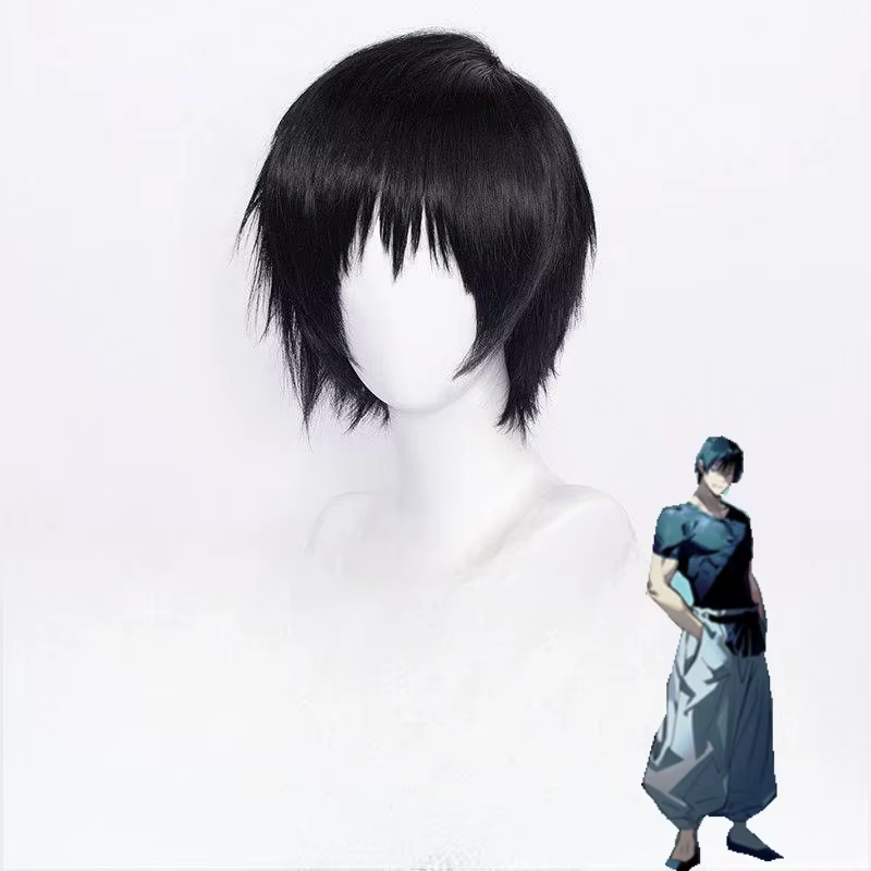 Fushiguro Toji rôle cheveux courts Anime Jujutsu Kaisen personnage modélisation perruque homme Match quotidien chapeaux Action réflexe noir couvre-chef