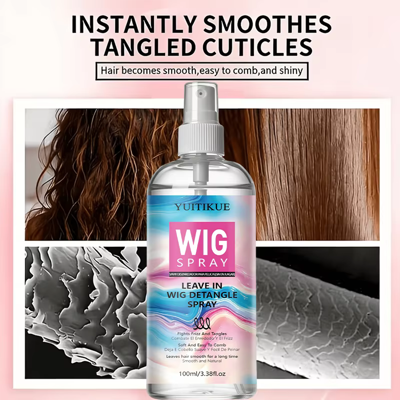 Spray démêlant sans rinçage 100 ml pour perruques – Soin longue durée anti-nœuds et anti-frisottis pour l'entretien
