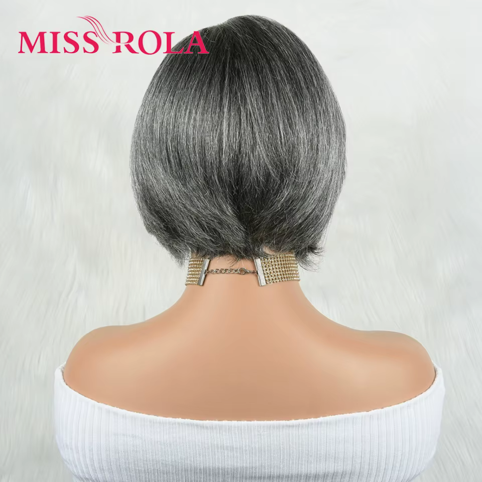 Miss Rola brésilien 4X4 dentelle avant perruques de cheveux humains reflets gris # 44 perruque
