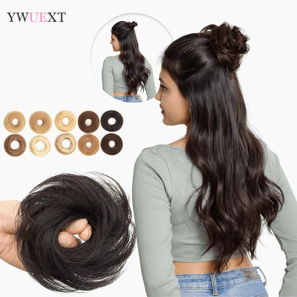 Chignon de cheveux humains Scrunchie postiche Updo