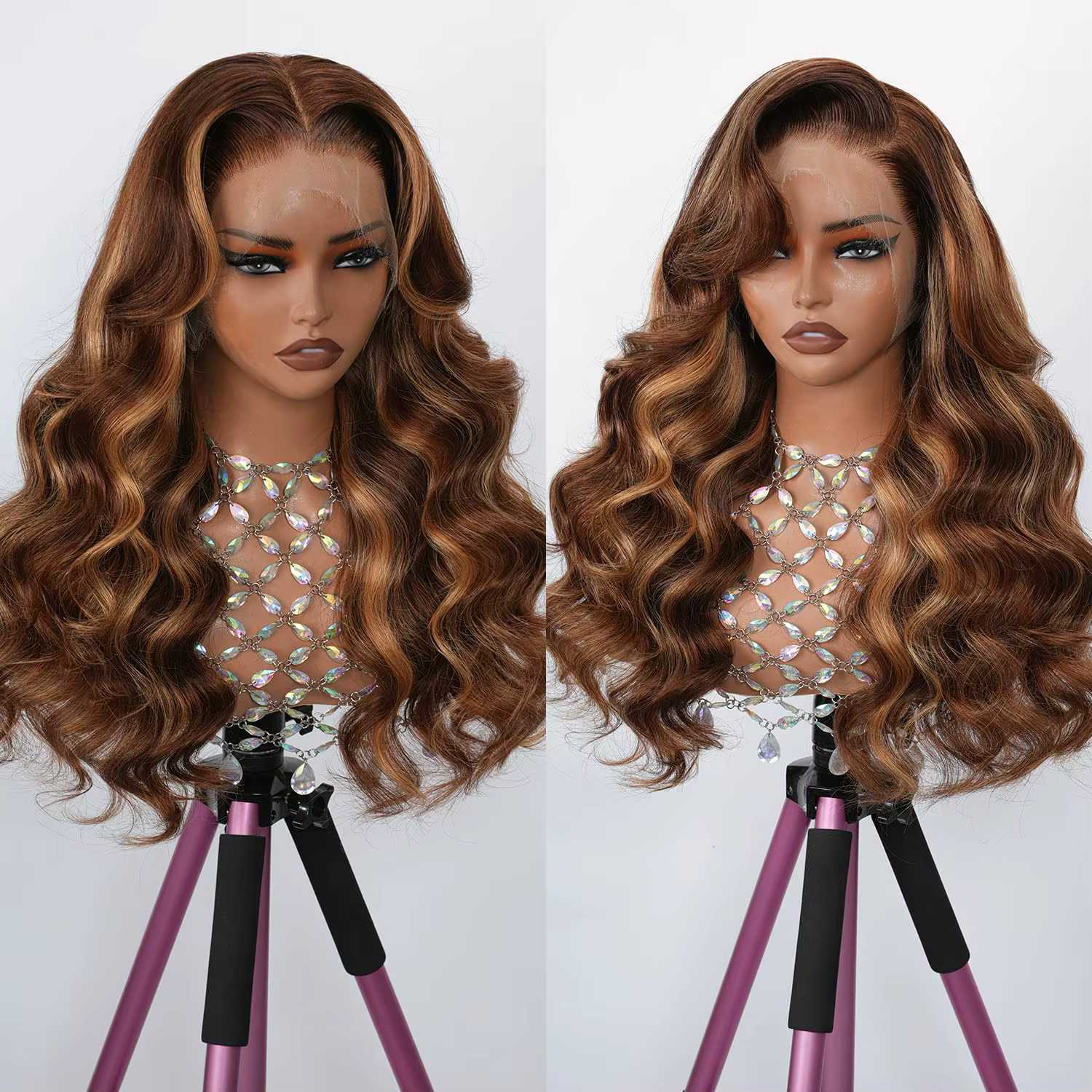 Perruque en cheveux humains de couleur blonde ombrée P4/27