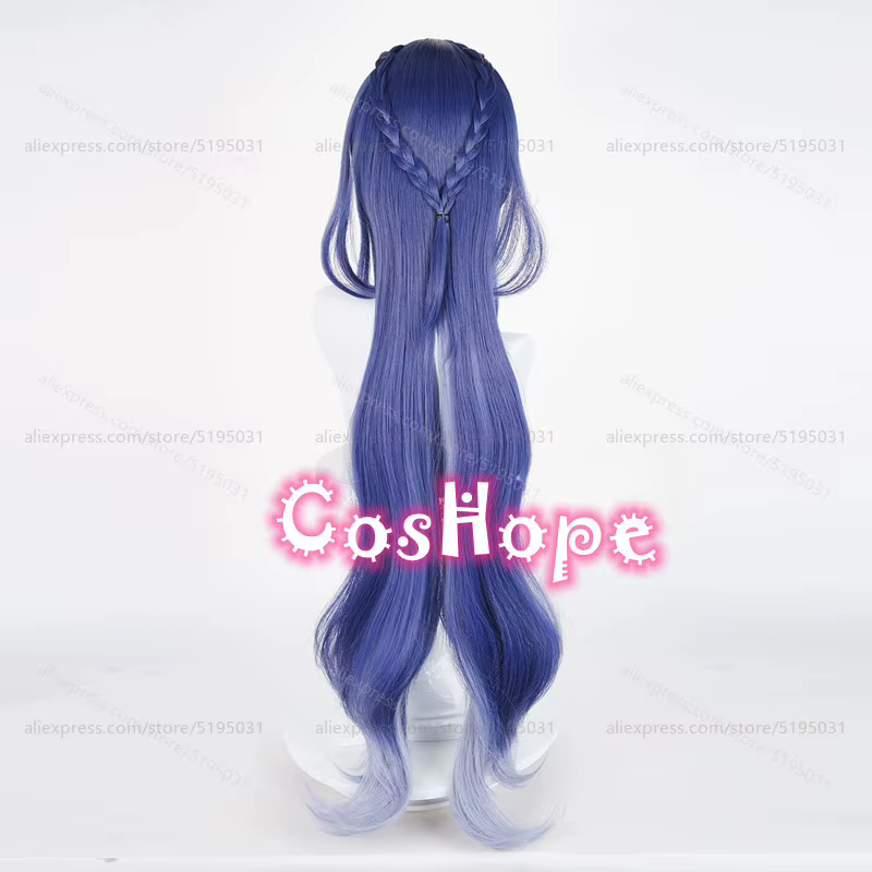 Lauma Cosplay perruque 100 cm longue bleu dégradé