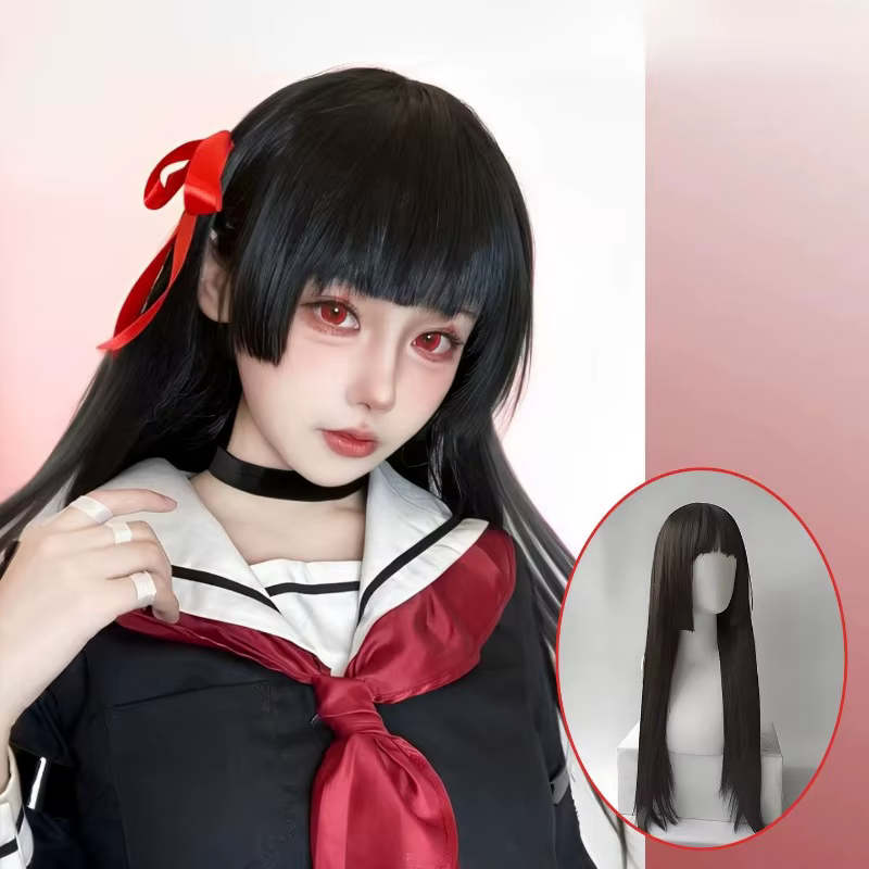 Chisa perruque jeu Wuthering vagues Cosplay jeu de rôle accessoires pour femmes longue noire droite princesse japonaise