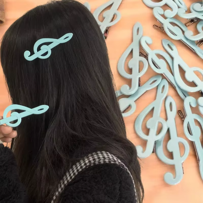 Pinces à cheveux bleues Y2K rétro Note de musique