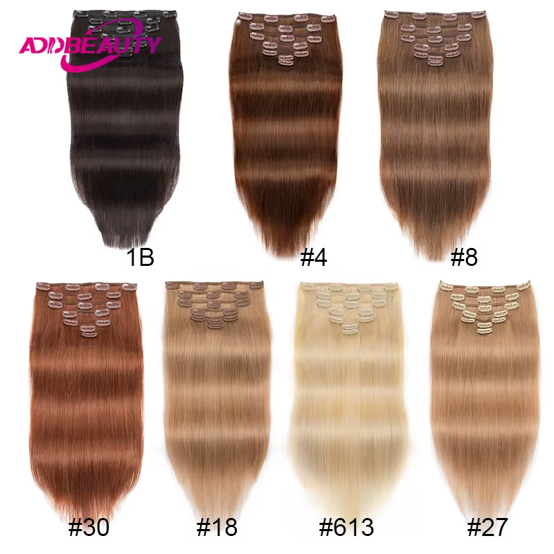 Extensions de cheveux raides Clips dans l'extension