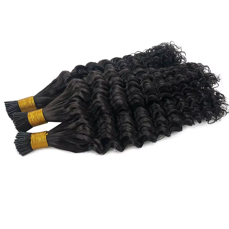 Kinky Curly I-Tip Extensions de Cheveux pour Femmes