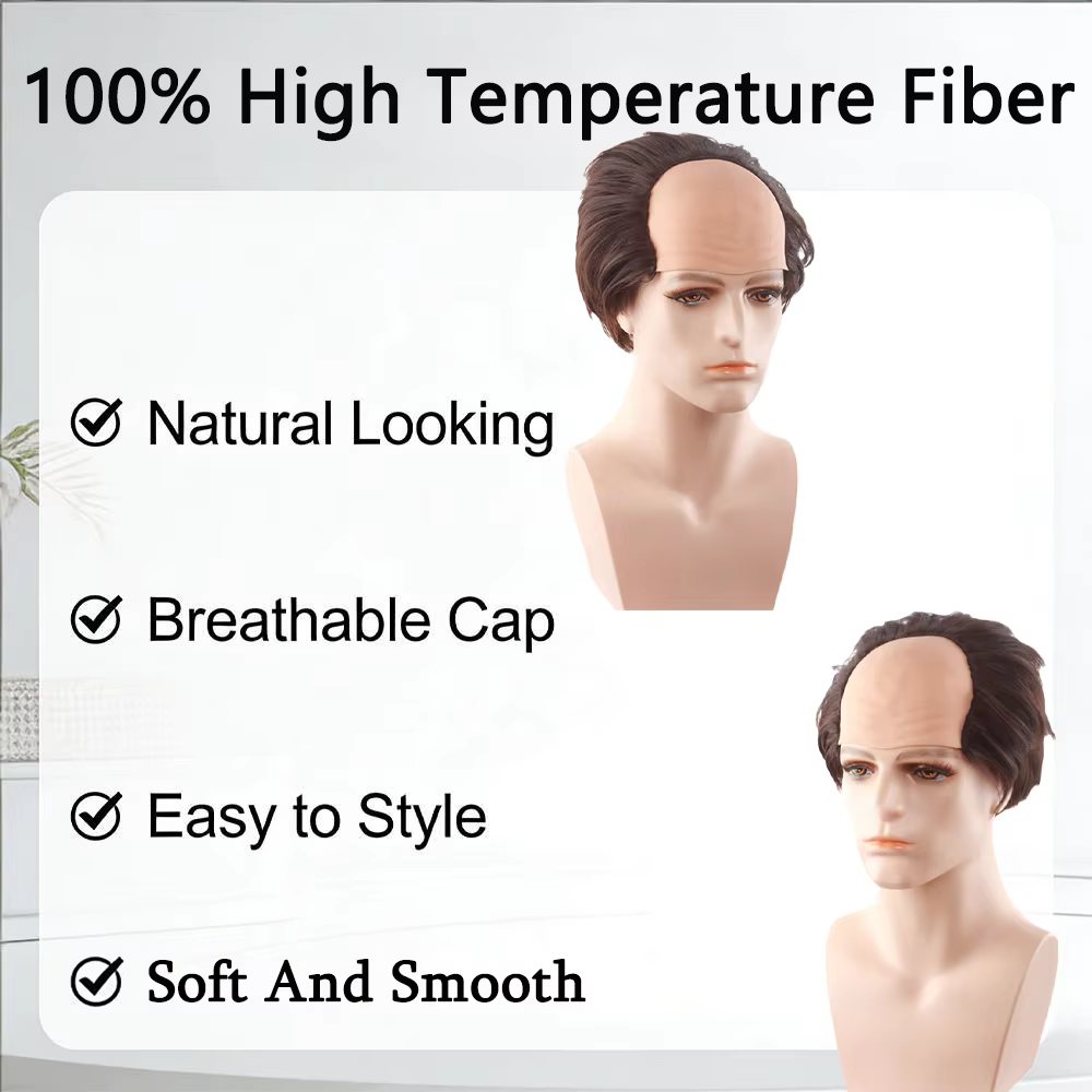 Perruque Courte Bouclée Noire pour Homme