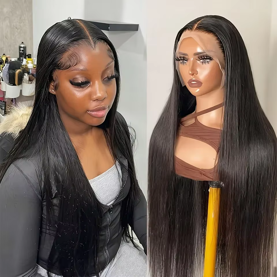 Perruque Lace Front Cheveux Humains Raides Brésiliens 2026 pour Femmes – Sans Colle – En Promotion