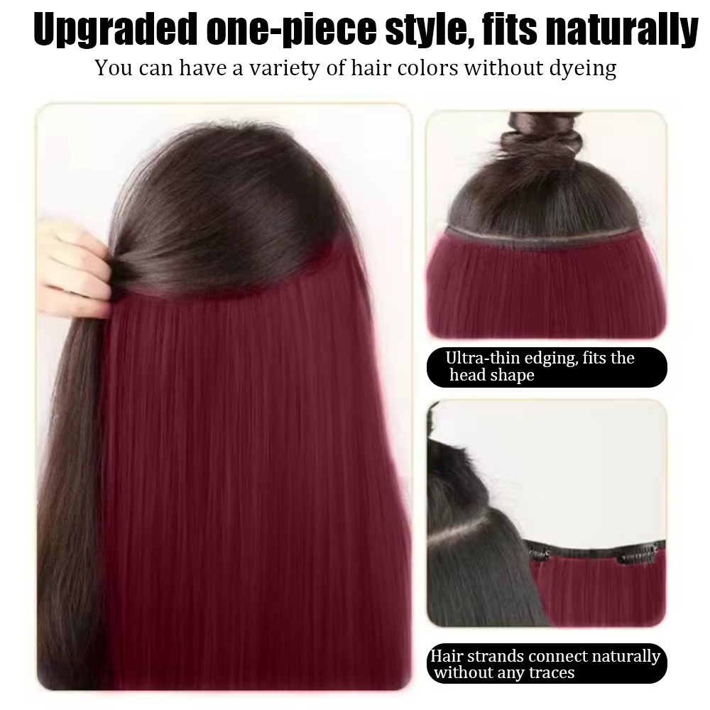 Extension de cheveux synthétiques colorés longs et lisses invisibles de 22 pouces