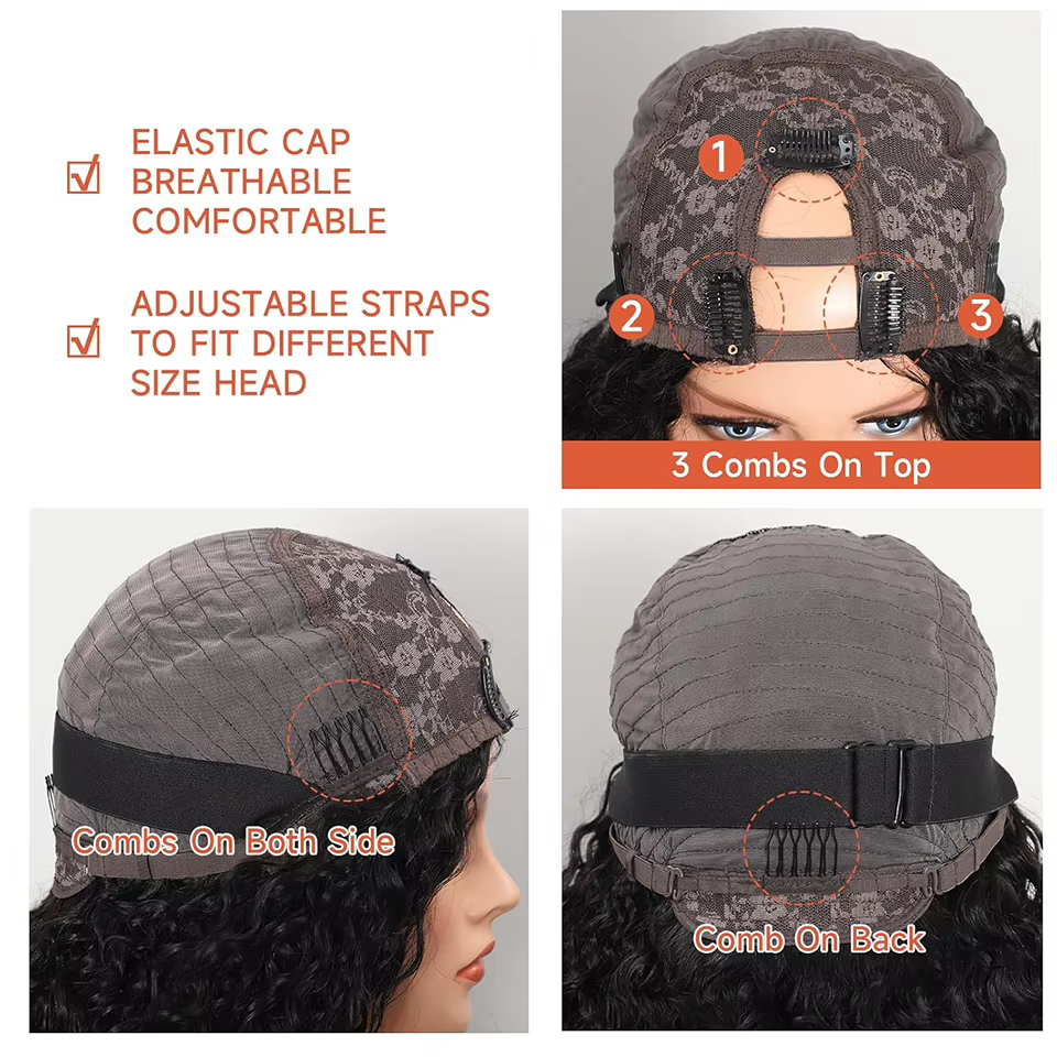Perruque en cheveux humains U-Part sans colle