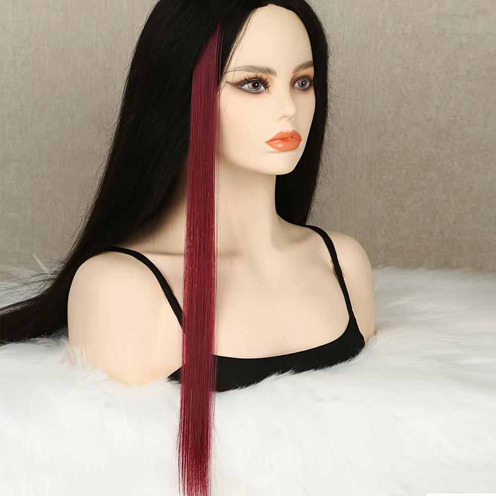 5 pièces/ensemble cheveux longs raides dans les Extensions pince synthétique