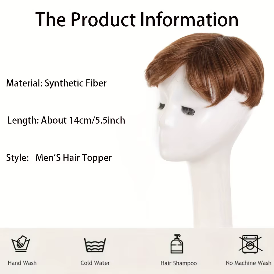 Perruque synthétique courte et droite noire pour homme