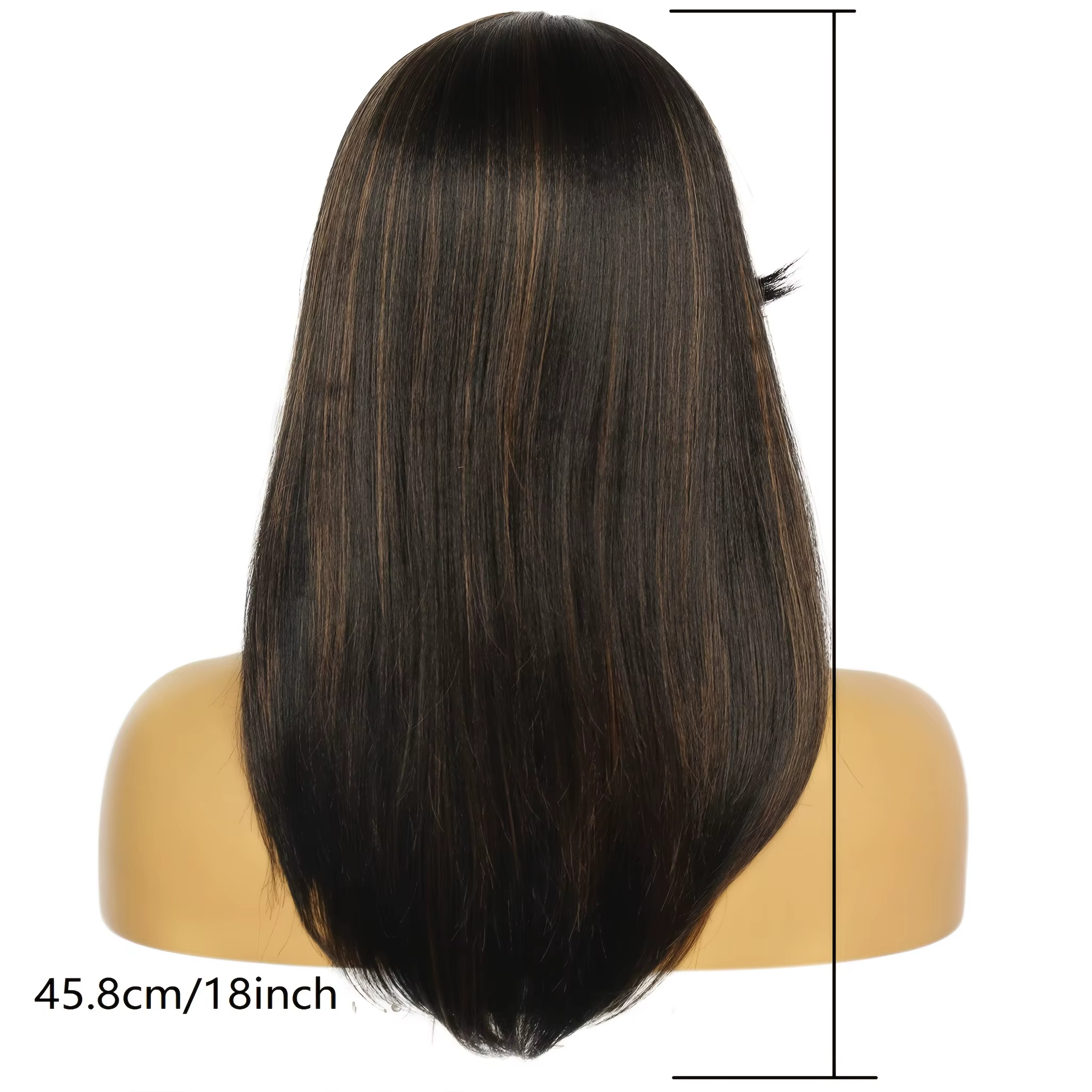  Perruque synthétique ondulée mi-longue pour femme avec frange latérale