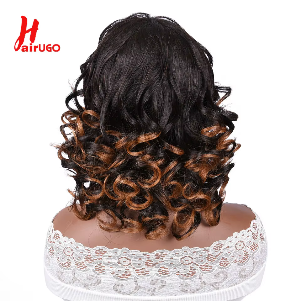 HairUGo-Perruques de cheveux humains bouclés sans colle pour femmes