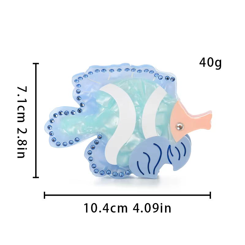 Nouvelle collection 2026 : Pince à cheveux écologique en acétate motif poisson-clown, barrette crabe d'été pour femmes et filles, accessoires capillaires