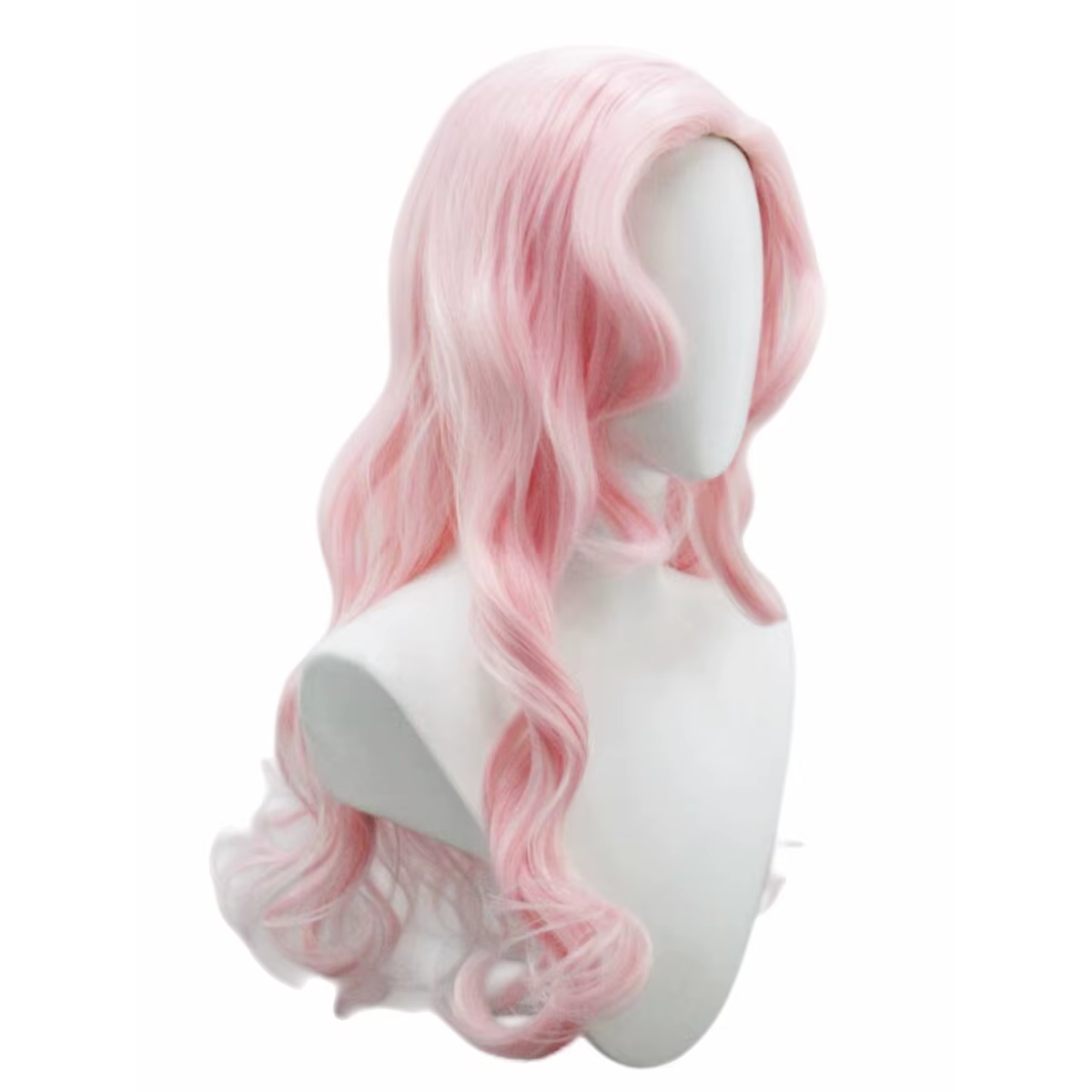 Perruque synthétique longue et bouclée rose à franges - Pour le cosplay de Fluttershy de My Little Pony