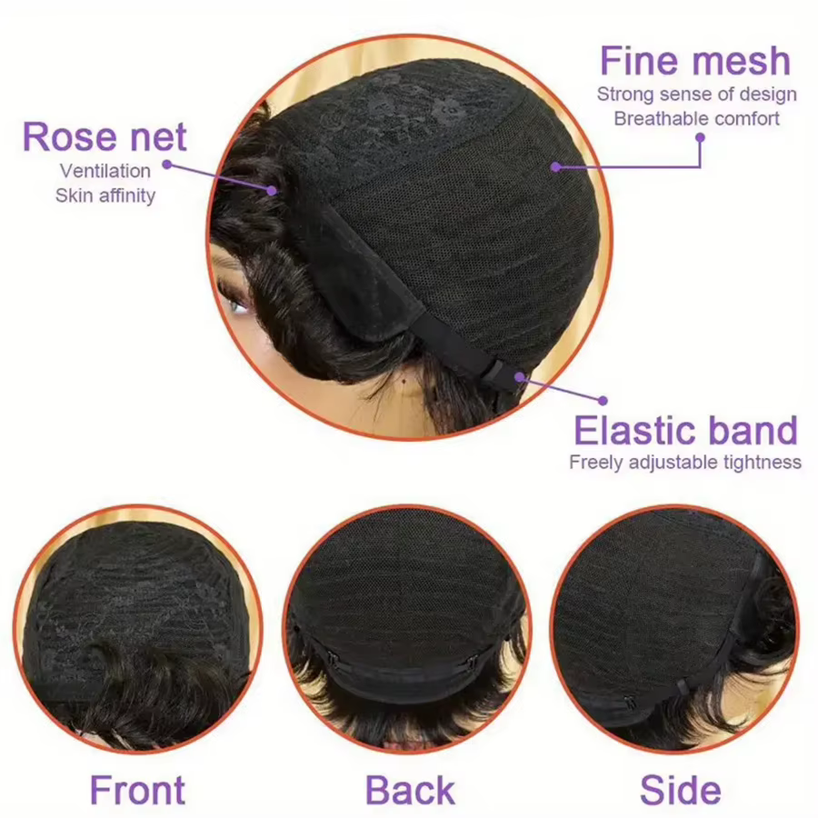 Perruque de cheveux humains brésiliens gris pour femmes