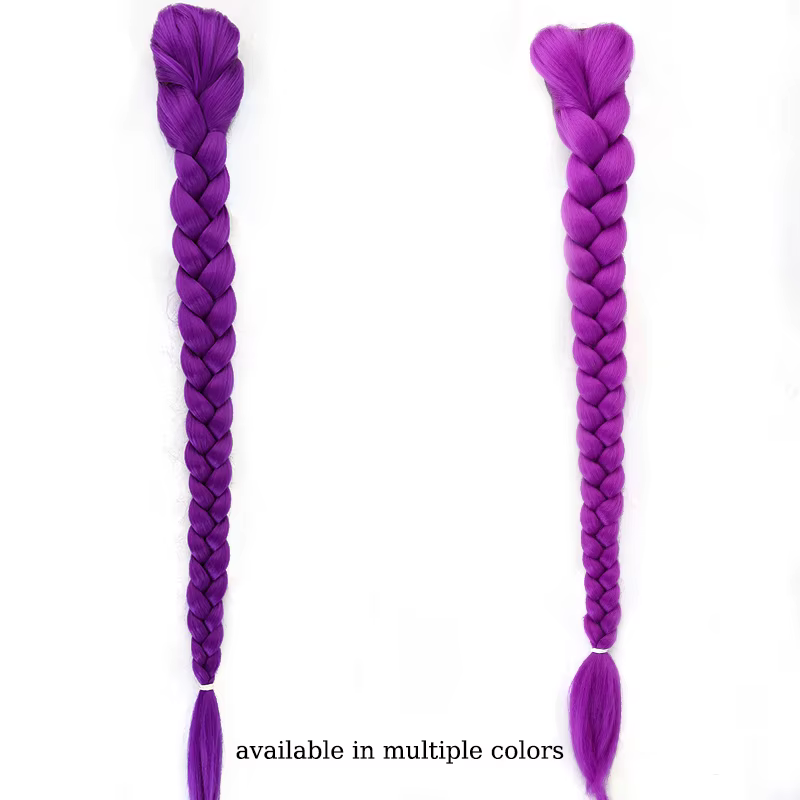 Queue de cheval synthétique tressée violette pour enfants