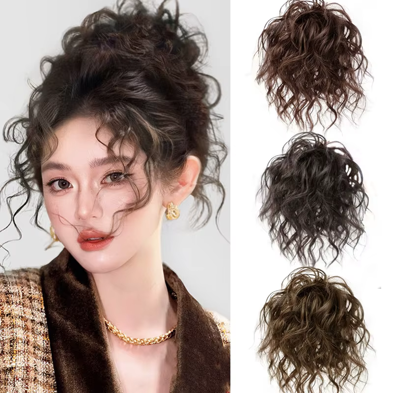 Extensions de chignon en cheveux synthétiques bouclés