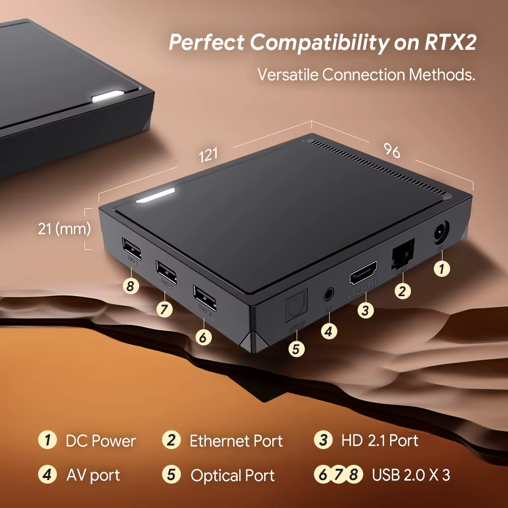 Boîtier TV Android 14 RT-X2 4 Go 32 Go 64 Go avec Realtek1325, prise en charge AI-PQ AI-SR, Wi-Fi 5 1000M 2T2R, lecteur multimédia BT, décodeur