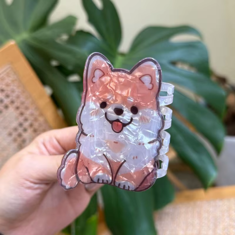 1pc nouveau dessin animé cheveux bouclés amour Chai chien corgi chiot acrylique pince