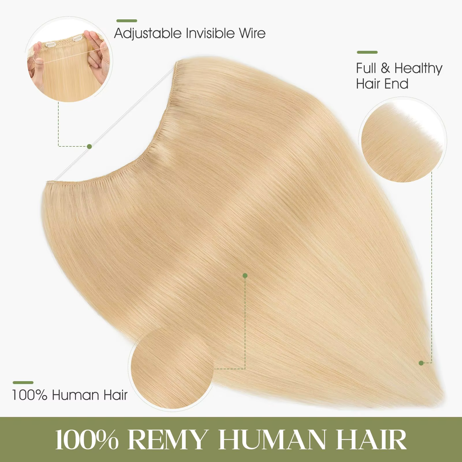 # Extensions de cheveux naturels à fil Invisible blond 613