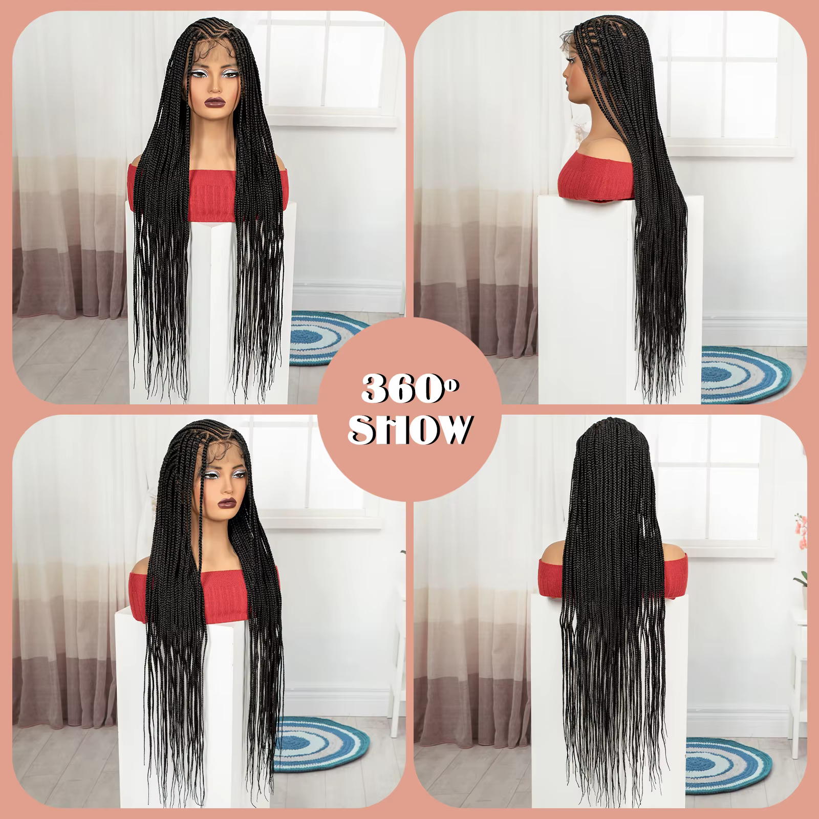 Perruques tressées en cornrows 36 pouces