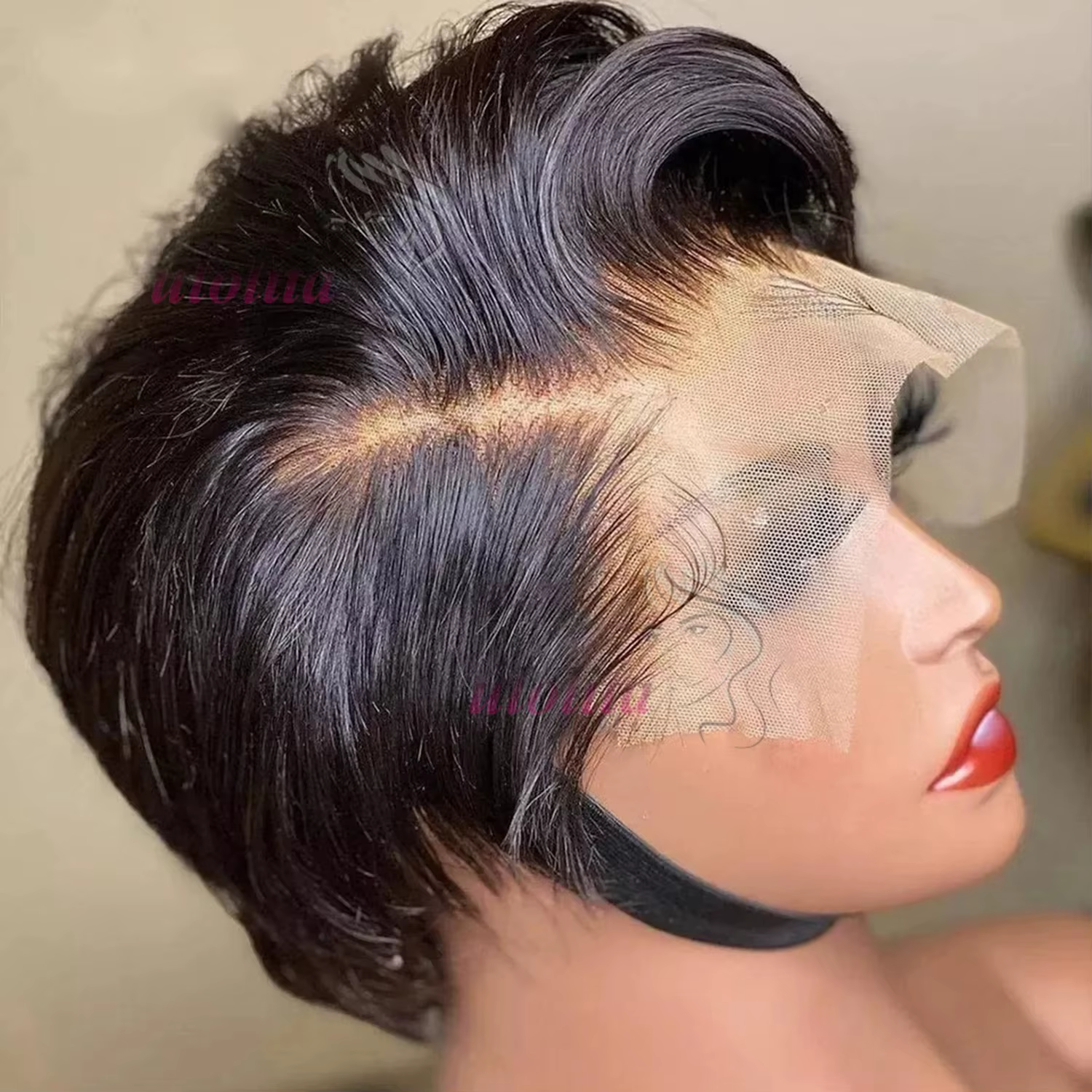 Perruques courtes Pixie Cut 13x4 avec dentelle transparente pour femmes