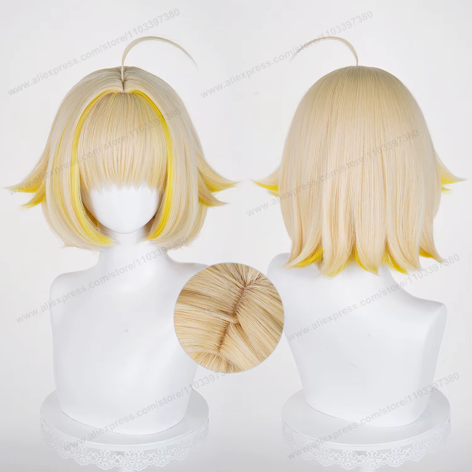 Elegg – perruque de Cosplay synthétique courte dorée de 34cm pour femmes