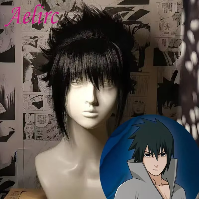 Perruque de Cosplay Sasuke HOKAGE NINJA