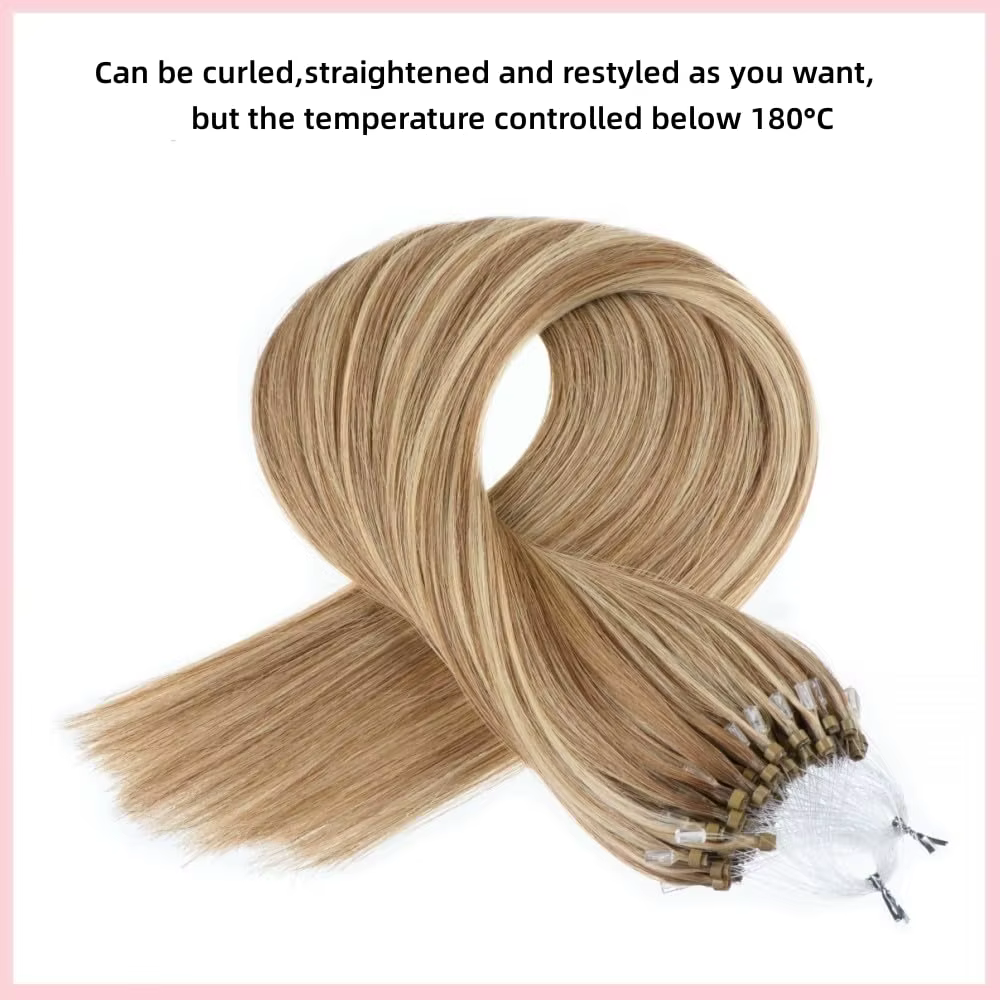 Extensions d'anneaux micro-boucles 100% cheveux humains
