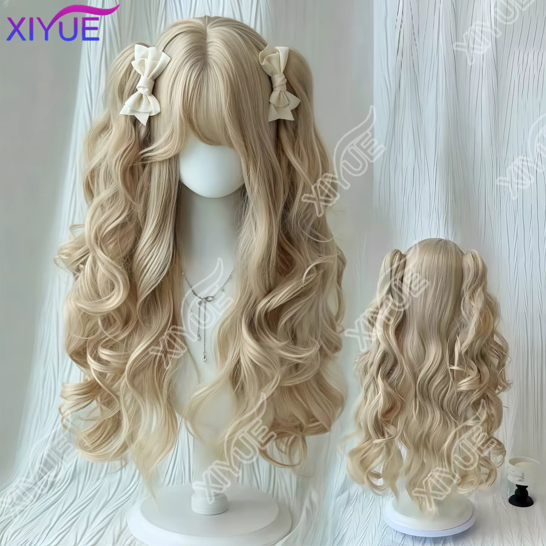 XIYUE perruque synthétique pour femmes Lolita clip-on style double queue de cheval