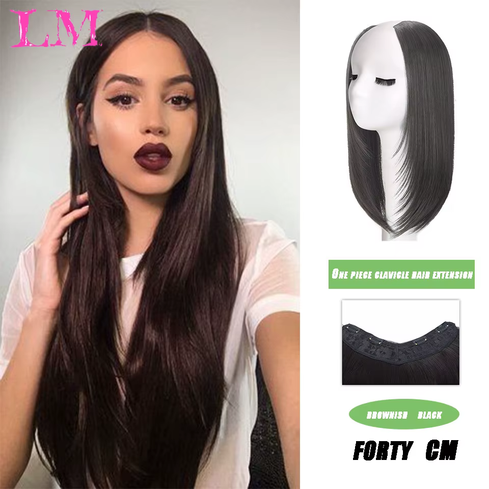 Extensions de Cheveux Synthétiques Longs et Lisses pour Femme