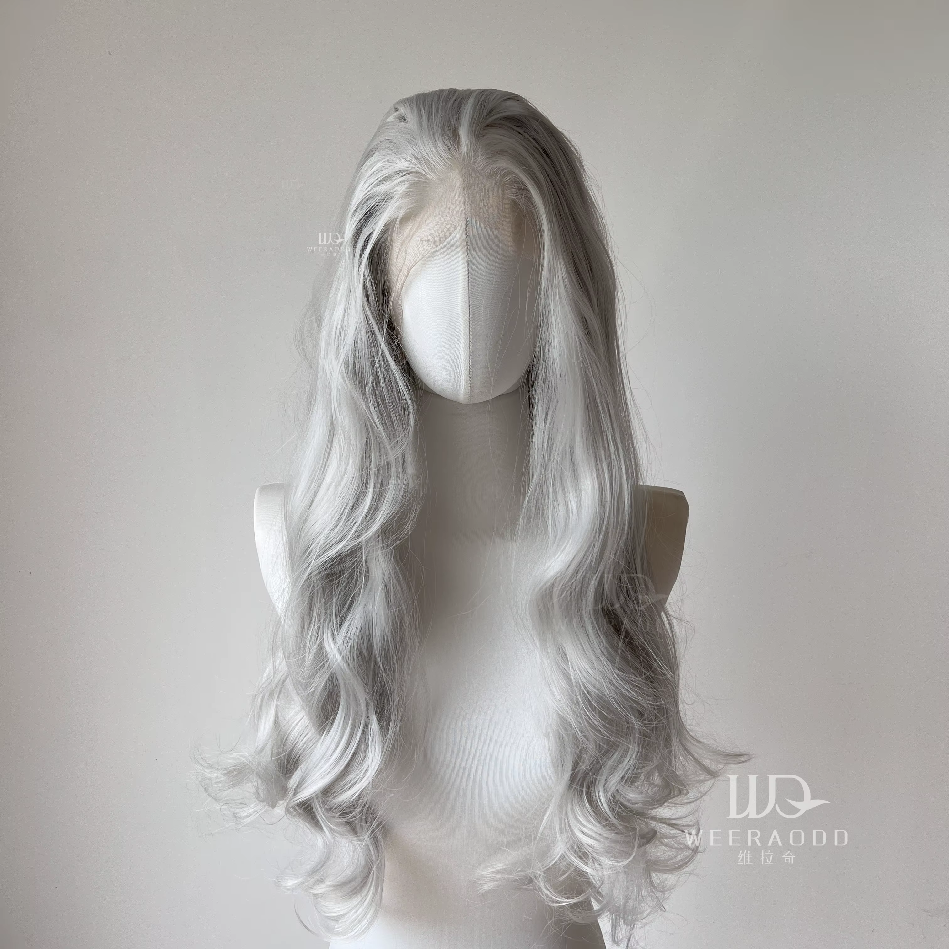 Perruque grise 13*4 perruque avant en dentelle synthétique