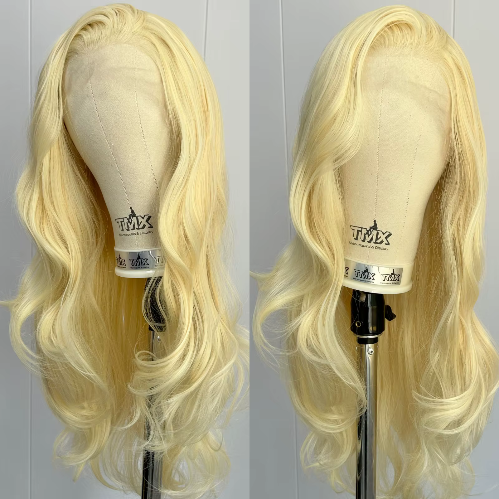 Perruque Lace Front Wig synthétique longue bouclée ondulée Blonde 613