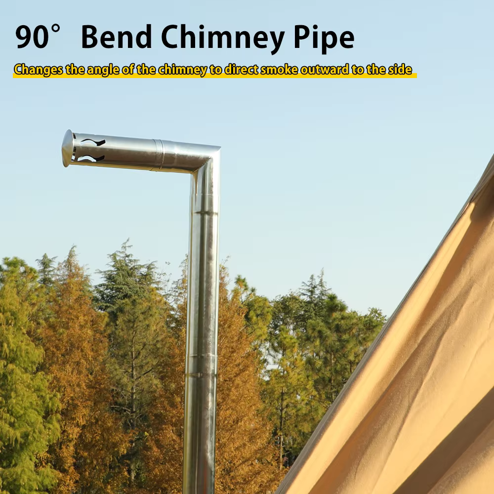 Soomloom 90 ° Tuyau d'extension de cheminée en forme de L en acier inoxydable, coude de cheminée pour Camping, poêle à bois de chauffage, cheminée