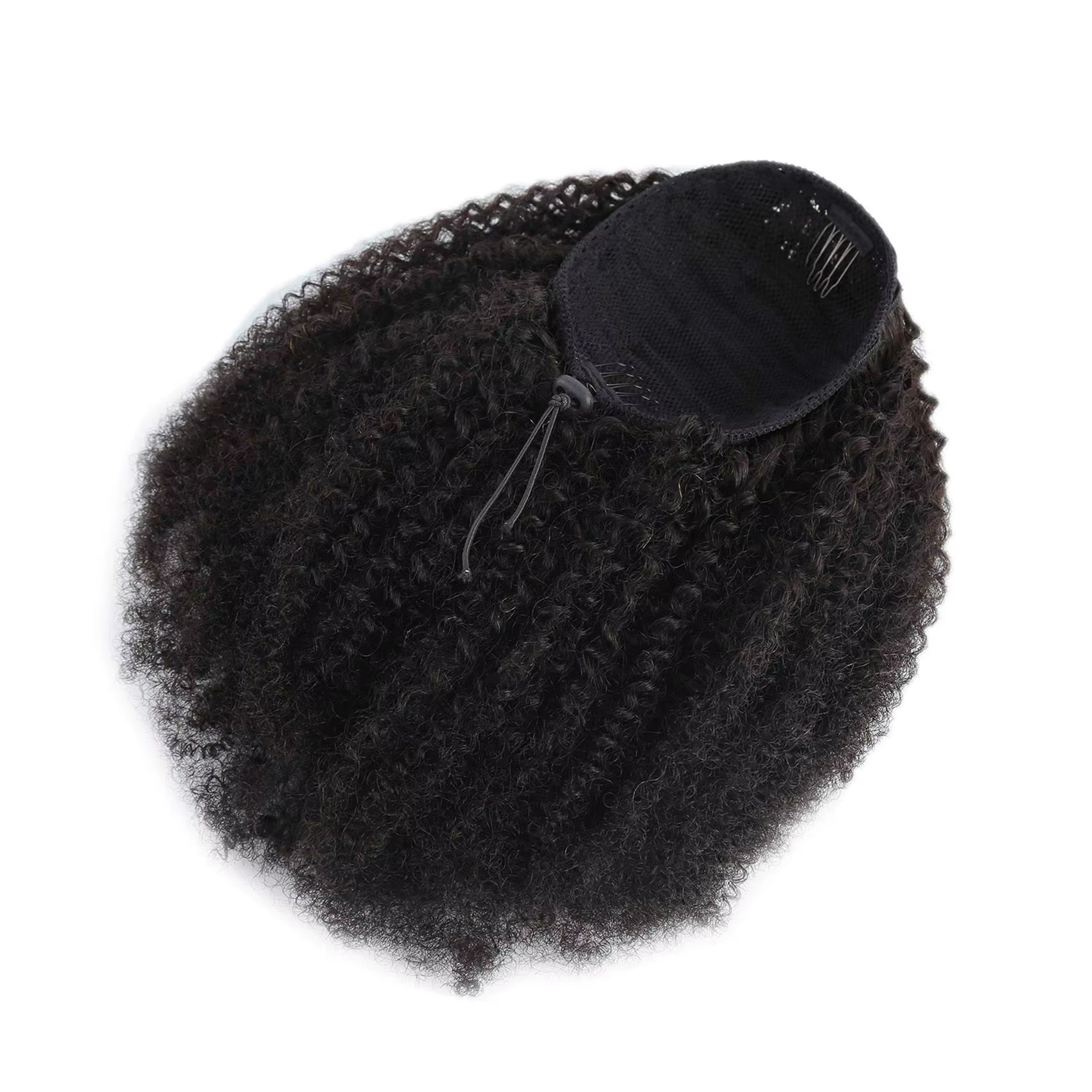 Queue de cheval à cordon en cheveux humains 4C Afro Kinky Curly