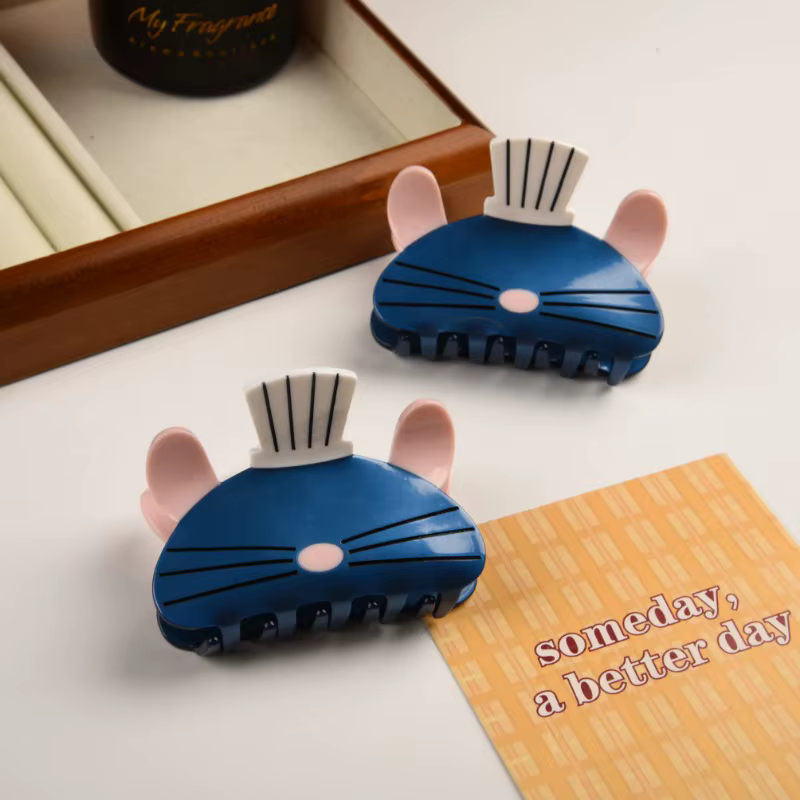Nouvelles pinces à cheveux en acétate de chef rat de dessin animé