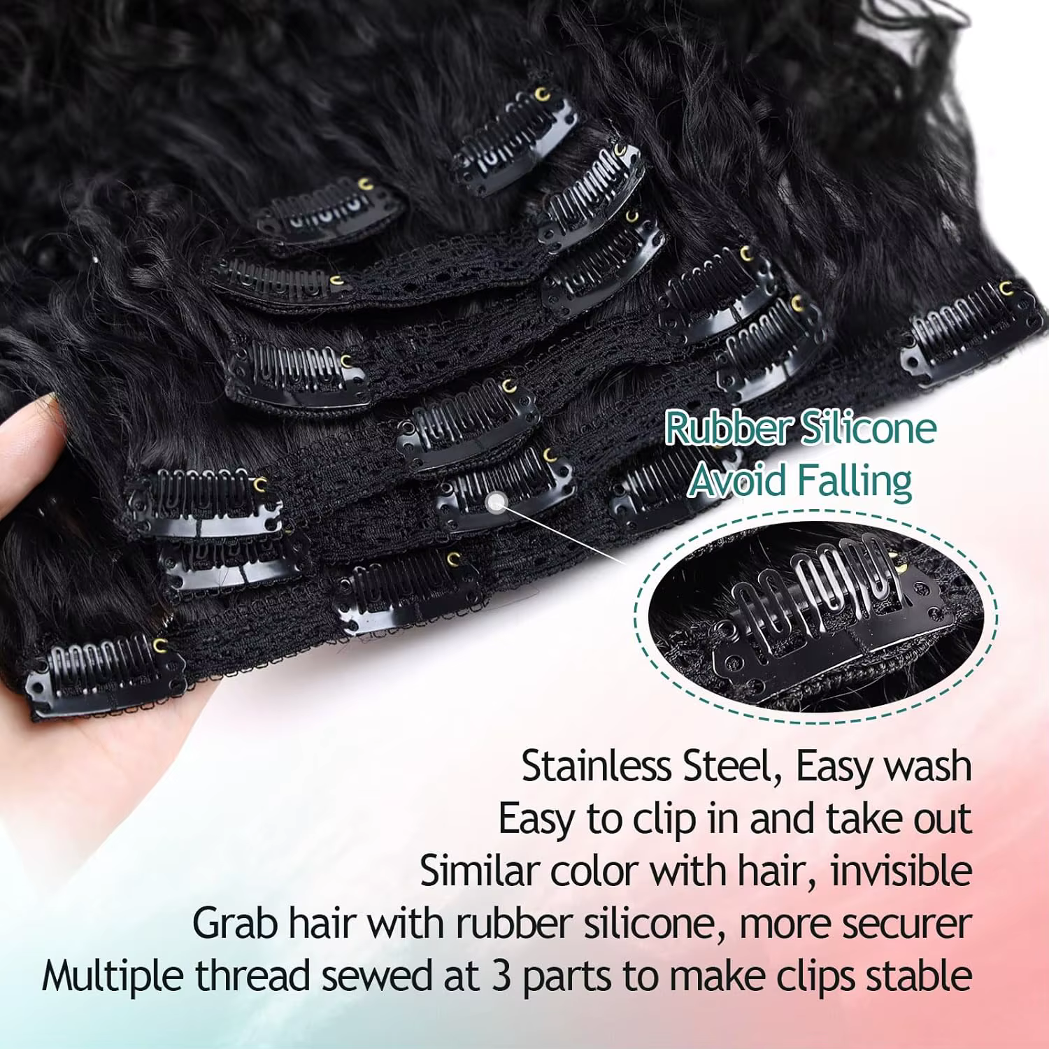 Extensions de cheveux bouclés à clipser pour femmes