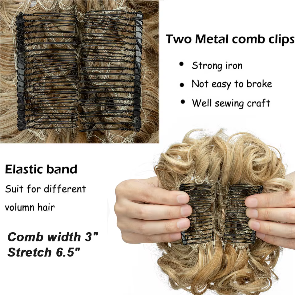 BENEHAIR cheveux synthétiques Chignon brun blond bouclés