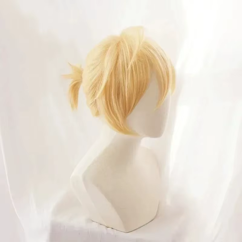 Perruque de cosplay Rin Len - Cheveux synthétiques courts dorés résistants à la chaleur