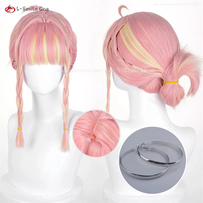 OW Mercy Angela Ziegler Cosplay perruque 40 cm rose or mixte perruques pour femmes